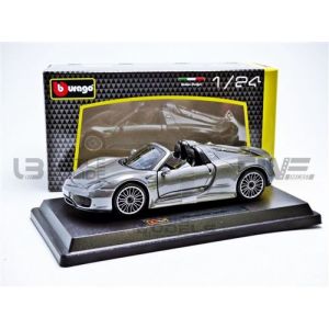 Voiture Miniature de Collection BBURAGO 1-24 - PORSCHE 918 - 2013 - Gris - 21076S