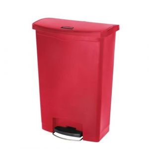 Poubelle &agrave; p&eacute;dale frontale rouge 90 litres   Rubbermaid