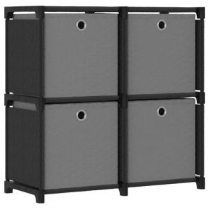 vidaXL Étagère à 4 cubes avec boîtes Noir 69x30x72,5 cm Tissu