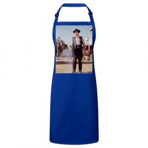 Fabulous Tablier Cuisine Premium Bleu Cowboy Sh&eacute;rif Western Duel au Revolver