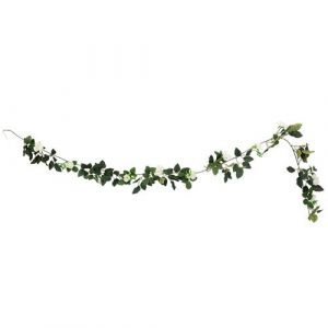 guirlande artificielle tige rosier 1.85m blanc - artifetes 92295