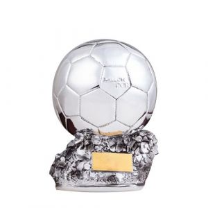 Mod&egrave;le ballon d'or de troph&eacute;e Messi, HAOBUY troph&eacute;e MVP souvenir d'un fan de football, Possibilit&eacute; d'imprimer une &eacute;tiquette-25cm Argent