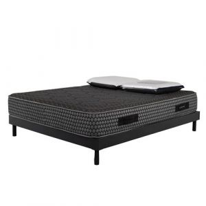 AB Matelas - Ensemble Cosmos Black mousse accueil m&eacute;moire - 160x200 et 2 Oreiller viscos 60x60 - Sommier kit gris