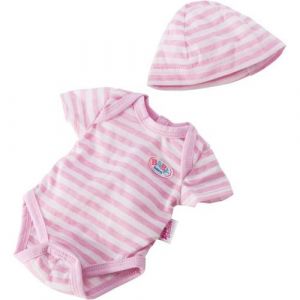 Baby born – body rose et blanc avec bonnet - 1001 - habit poupée - 43 cm - zapf
