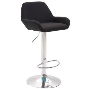 CLP Tabouret de bar Braga tissu avec pied en m&eacute;tal , Noir /Chrome