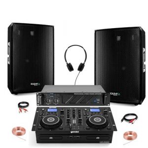 Pack Sono - GEMINI CDM-4000BT Bluetooth USB CD MP3 - Ampli AMP1000-MKII 2x800W - 2 Enceintes DISCO15B 700W - Pieds SS01B-MINI