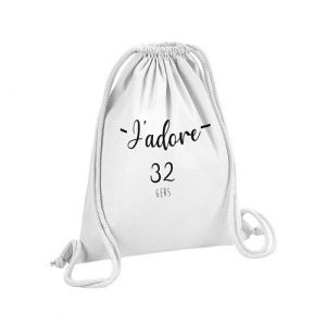 Fabulous Sac de Gym en Coton Blanc J'Adore 32 Gers Departement 12 Litres