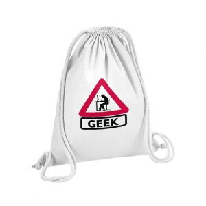 Fabulous Sac de Gym en Coton Blanc Panneau Attention Geek 12 Litres