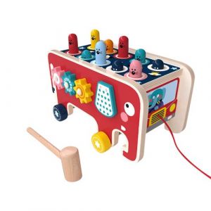 Jeu de Whack-A-Mole en bois coloré jouets éducatifs précoces pour enfants deux marteaux - Multicolore