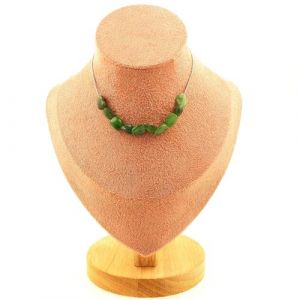 Collier 10 perles Jade Néphrite de Sibérie (Russie) chaîne inox - A Bijoux