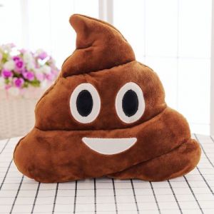 Coussin Oreiller Emoji en PP Coton Peluche drôle 25cm MarronMarron