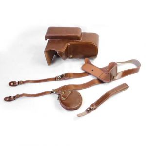 Etui en PU sangle de cam&eacute;ra marron pour votre Nikon P1000