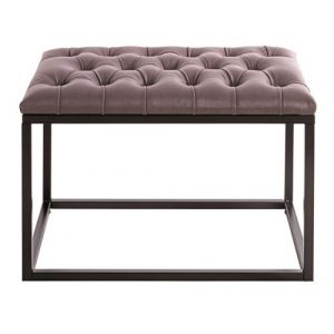 Tabouret en métal coloris noir et tissu anthracite - Longueur 60 x Profondeur 40 x Hauteur 45 cm - PEGANE -