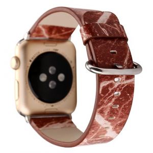 Bracelet de montre en cuir motif de marbre pour Apple Watch Series 6/ SE/ 5/ 4 40mm - Rouge