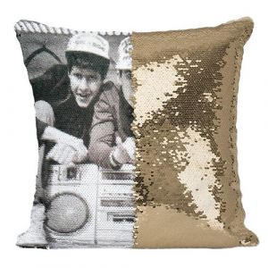 Fabulous Housse de Coussin à Sequin - Paillettes Doré Beastie Boys Photo Vintage Ghetto Blaster [40 x 40 cm]