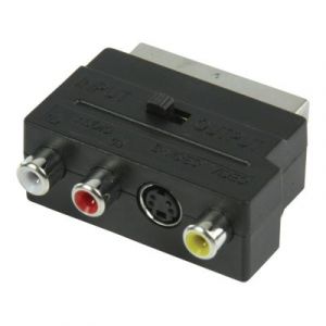 Adaptateur de commutation PÉRITEL AV avec adaptateur PÉRITEL mâle – 3 RCA femelles + S-Vidéo femelle noir