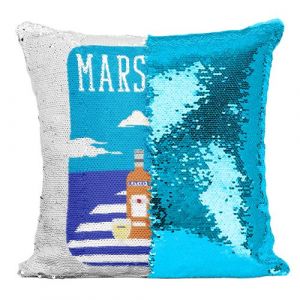 Fabulous Coussin avec Housse Sequin - Paillettes Turquoise Marseille Pastis Port [40 x 40 cm]