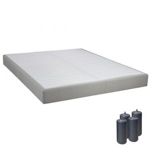 TAPIKIT - Sommier Tapissier Démontable 2x20 Lattes 140x190cm Lin + Pieds Anthracites 15cm - Altobuy