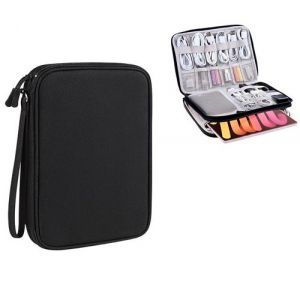 10PCS Sac de Rangement Informatique Organisateur pour Accessoires électroniques/Disque Dur/Chargeur/Batterie Externe - Noir