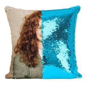 Fabulous Coussin avec Housse Sequin - Paillettes Turquoise Julia Roberts Award Pretty Woman [40 x 40 cm]