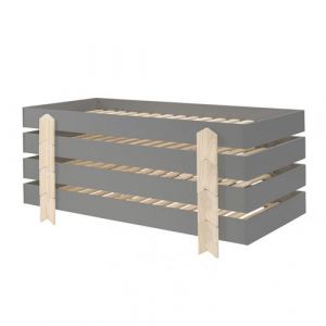 STAPEL - Lot de 4 Lits Empilables 90x200cm Gris Fl&egrave;che - Altobuy
