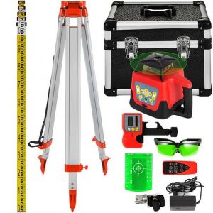 Niveau Laser Vert Rotatif avecTrépied 1.65m et Règle de 5m Portée 500m Auto-nivellant