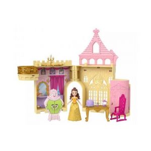 Coffret chateau de belle avec figurines et accessoires - histoire a empiler disney princesses - set maison poupee et carte