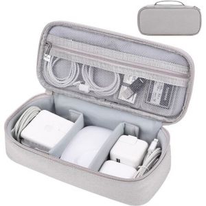 10PCS Mini Sac de Voyage Étui de rangement gris claire pour Chargeur Apple, accessoires câbles ,cordons, disque dur externe, banque d'alimentation portable