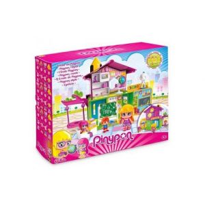 Coffret ecole pinypon - salles de classe  3 figurines  30 accessoires - cours  academie - set jouet mini poupees et carte