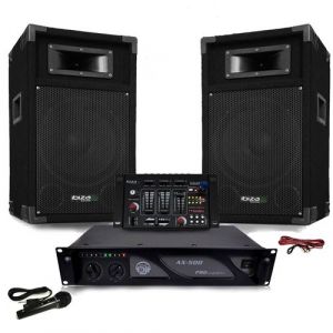 Pack Sono DJ500-AX-BT ampli + HP 500W Table de mix