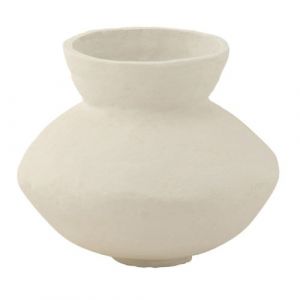 Pot Évasé en Papier Maché "Archaique" 45cm Blanc