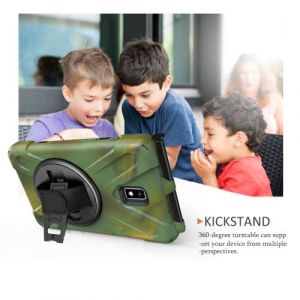 WISETONY® Etui de protection pivotant à 360° avec dragonne pour Samsung Galaxy Tab Activ2 T390/T395/T397 8.0 - Camouflage