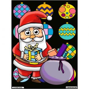 Coloriage - P&egrave;re no&euml;l - Tableau &agrave; colorier - Avec contours velours noir - D&egrave;s 3 ans