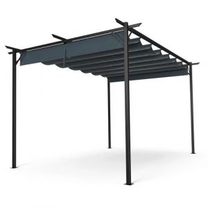 Blumfeldt Pergola 3x4 avec Toit en Polyester R&eacute;sistant Cadre en Acier Thermolaqu&eacute; Montage Facile