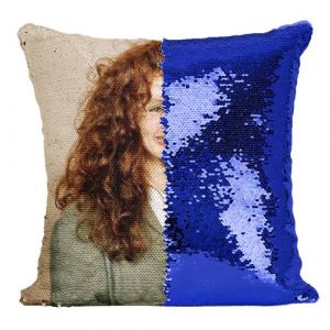 Fabulous Coussin avec Housse Sequin - Paillettes Bleu Julia Roberts Award Pretty Woman [40 x 40 cm]
