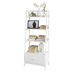 SoBuy FRG116-W Biblioth&egrave;que &Eacute;tag&egrave;re style &eacute;chelle de 4 niveaux et 1 tiroir &ndash;Blanc