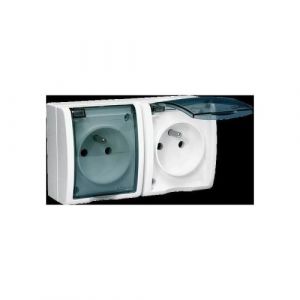 simon double prise 2 pôles + terre - transparent - aquarius