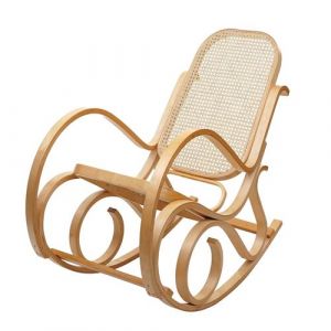 Fauteuil &agrave; bascule M41, fauteuil pivotant Fauteuil TV, en bois massif de rotin aspect ch&ecirc;ne