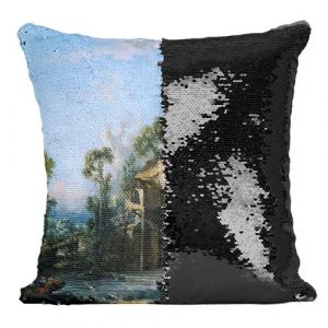 Fabulous Housse de Coussin à Sequin - Paillettes Noir Francois Boucher Le Pigeonnier [40 x 40 cm]