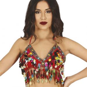 haut danseuse orientale bollywood rouge femme - guirca 16016