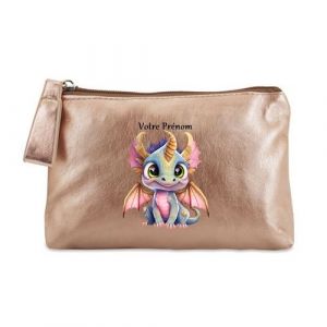 Trousse de maquillage et pochette Taperso dore motif dragon princesse personnalisable