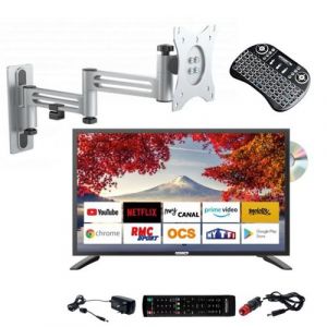 antarion tv led 18.5pouces 47cm smart connect dvd int&eacute;gr&eacute; support tv double bras smart pad