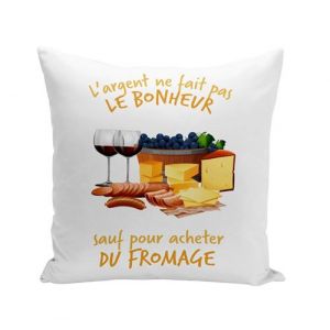 Fabulous Housse de coussin blanc Apéritif Fromage - L'argent ne Fait Pas le Bonheur [40x40 cm]