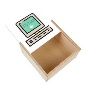 Boite Coffret en Bois - Fabulous - Sudo apt-get install coffee Caf&eacute; et Informatique (11 x 11 x 3,5 cm)