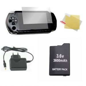 Pack Démarrage PSP FAT 1000 1004 : Chargeur Secteur, Batterie Haute Capacité et Film de Protection écran - Straße Game ®