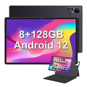 Tablette Android 12, 8GB RAM+128GB ROM 1TB TF, 2.4G+5G WiFi, tablette 10,36 pouces, 1920*1200 FHD, GPS, Widevine L1, BT5.0, tablette avec clavier - Noir