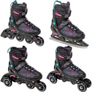 Roller en ligne Allure noir du 31 au 35 + patin à roulette + patin à glace + triskate Adulte - Enfant Mixte taille ajustable Raven