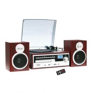Cha&icirc;ne Hifi Inovalley CH14E tourne disque vinyle 80W, Cd, Bluetooth, RADIO FM et USB + t&eacute;l&eacute;commande, 2 Boules Disco LED