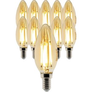 Zenitech - Lot de 10 ampoules d&eacute;co filament LED ambr&eacute;e Flamme 4W E14 400lm 2500K
