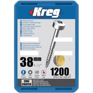 Vis à trous de poche Kreg Revêtu de Zinc Pan-Head, Filetage fin - KREG - SPS-F150-1200-INT